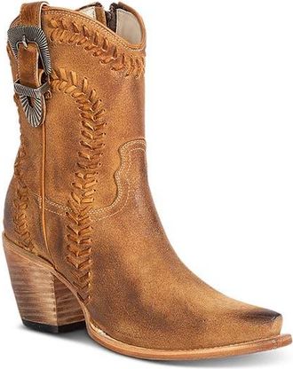 Freebird by Steven Freya Leather Western Bootie in Cognac Suede at Nordstrom, Size 11
