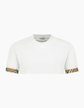 Burberry Mens Burberry Ellison Check Sleeve T Shirt White - Size: 38