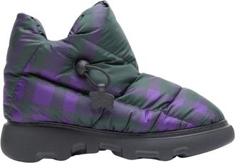 Burberry Geruite Pillow Boots met Track Zool - Dames - Winterlaarzen - Paars - 36 EU - Polyester - Schoenen