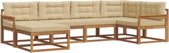 vidaXL Conjunto De Sof&aacute;s De Exterior 6 Uds. Natural Y Beige Vidaxl