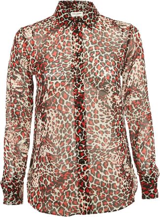 Saint Laurent Blouse met luipaardprint - Rood