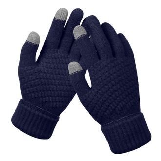 Generic Womens Winter Touch Screen Gloves,Fleece Lined Knit Women Gloves for Cold Weather,Driving Running Typing Texting Gloves, Dark Blue, Acrylic