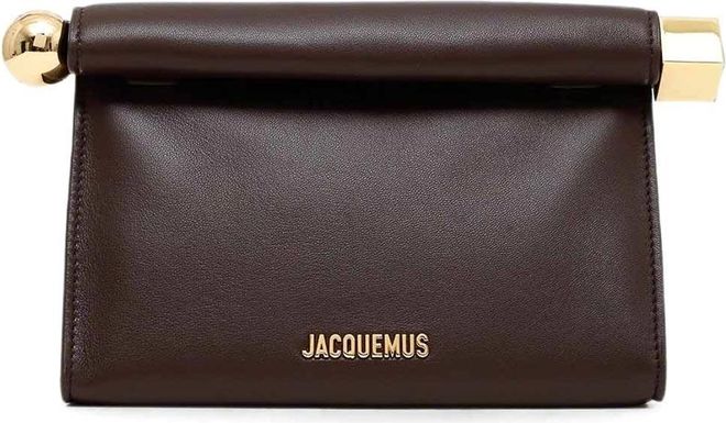 Le Sac Rond Carre Leather Clutch