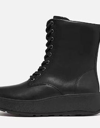FitFlop Womens FitFlop F-Mode Leather Lace Up Flatform Ankle Boot black