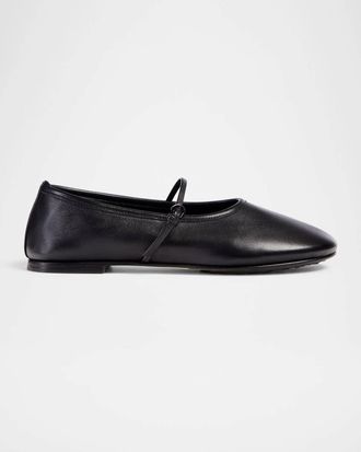 Dear Frances Womens Balla Strap Leather Ballerina Flat Shoes In Black