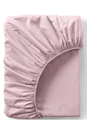 Lands End 417 Thread Count Premium Supima Cotton No Iron Sateen Fitted Bed Sheet in Faint Orchid at Nordstrom, Size Queen