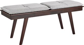 Beliani Banco Madera Oscura Gris Claro 116 Cm Mdf Cojines Poli&eacute;ster Recibidor Exton