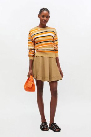 Ganni Beige Washed Mini Circle Skirt - Size 10/12 Organic Cotton