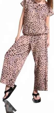 Joseph Ribkoff Pleated Animal Print Cocoon Top In Beige Multi