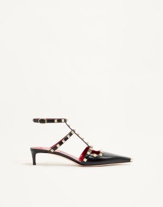 Valentino Garavani Rockstud Court Shoes in Kid Leather 40mm Woman BLACK 35.5