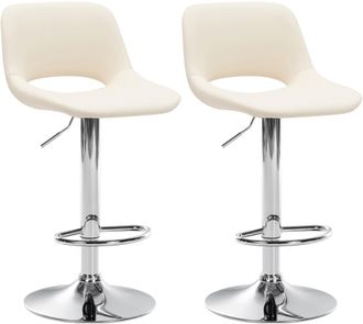 Clp Clp - Set De 2 Taburetes De Bar Camden En Polipiel Crema Metal Cromado
