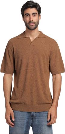 Closed Piqu&eacute; Polo Shirt met Korte Mouwen - Heren - Polos - Bruin - XS - Katoen - Tops