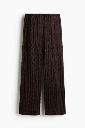 H&M Lace-look Drawstring Trousers in Dark Brown at Nordstrom, Size Xx-Small