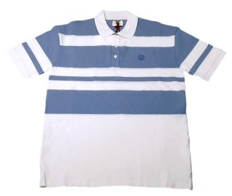 Bally Mens Striped Polo Shirt In Bone/blue
