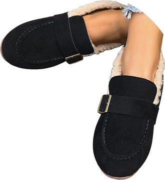 Generic Womens Ankle Boots Winter Mary Platform Boots - Warm Fleece Lined, Chunky Heel & Buckle Decor, Non-Slip Sole for Casual Daily & Street Style, Fashion 