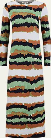 Diane Von F&uuml;rstenberg Robin Watercolor-Print Column Maxi Dress