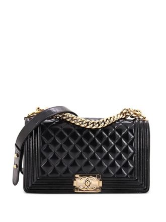 Chanel Boy Flap Bag Quilted Iridescent Glazed Calfskin Old Medium shoulder bag - Nero