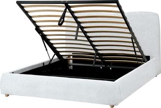 Beliani Cama Con Almacenaje Minimalista Moderna 140 X 200 Cm Tela Gris Claro Blagnac