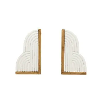 Foreside Home And Garden 7.28 Decorative Sleek Boho Cloud Sturdy Sleek Bookends Set of 2 in White at Nordstrom