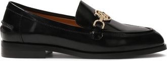 Kazar Zwarte instap halfschoenen met metalen versiering - Dames - Loafers - Zwart - 36 EU - Leer - Schoenen