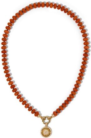 Nadri Beads of Paradise Carnelian & Cubic Zirconia Sun Pendant Necklace in Gold at Nordstrom