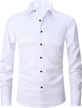 Generic Mens Bamboo Fiber Formal Shirt Long Sleeve Slim Casual Sports No-Iron Work Shirt