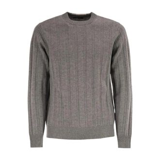 PESERICO Peserico, Round-neck Knitwear, male, Gray, Size: 2XL Ribbed Crew Neck Sweater
