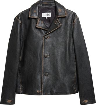 Maison Margiela Sheepskin Leather Jacket in Black at Nordstrom, Size 38 Us