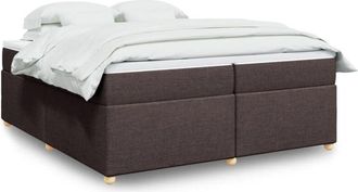 vidaXL Vidaxl - Cama Box Spring Con Colch&oacute;n Tela Marr&oacute;n Oscuro 200x200 Cm