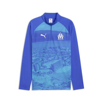 Puma Maglia da riscaldamento con zip Olympique de Marseille da uomo, Accessori, Blu, XL