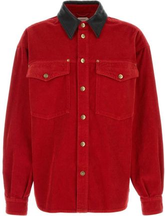 Versace Red Regular Corduroy Shirt
