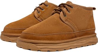 Generic Men winter artificial long plush and thickened anti slip high top warm cotton short boots (Yellow,7.5)