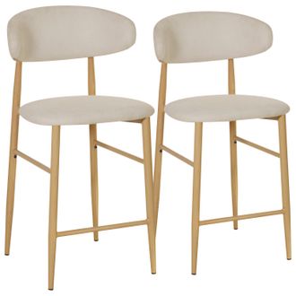Happy Garden Pack De 2 Taburetes De Bar De Metal Efecto Beige Y Madera Clara Simon