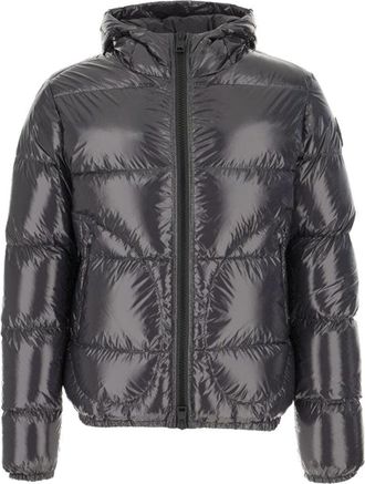 Herno Glossy Quilted Nylon Bomber Jacket With Logo Accents