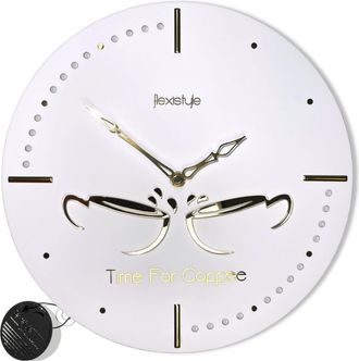 OEM Reloj De Cocina Redondo Blanco 3d Golden Cups