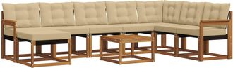 vidaXL Conjunto De Sof&aacute;s De Exterior 9 Uds. Natural Y Beige Vidaxl