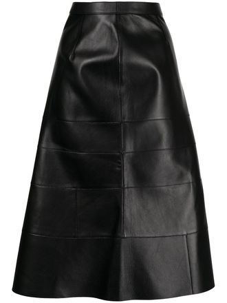 Loewe high-waisted midi skirt - women - Nappa Leather - 40 - Black
