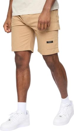 Crosshatch Heren Utilate Elastische Taille Cargo Shorts (Stone)