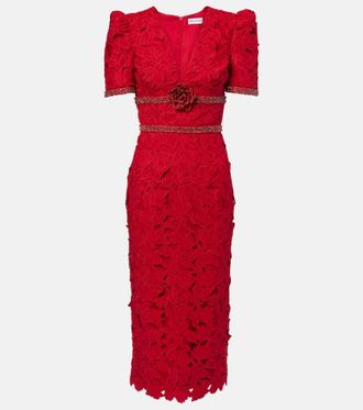 Rebecca Vallance Embellished lace midi dress