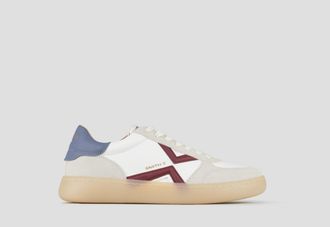 Alexander Smith Ocean Man in white, suede details, red logo and azure back