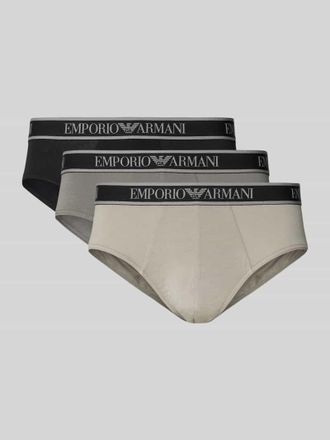 Emporio Armani Slim Fit Slips mit Logo-Stitching im 3er-Pack in Dunkelgrau, Gr&ouml;&szlig;e XXL