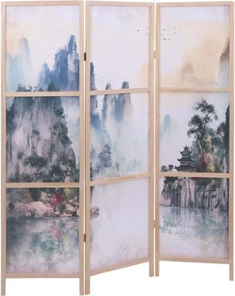 Hhg [nunca Usado] Biombo Hhg-674, Mampara Divisoria, Protecci&oacute;n Visual, Separaci&oacute;n De Espacios, Motivos Naturales, Madera, Mvg, Polietileno, 170 X 137 Cm,