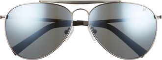 Hurley Shorebreak 60mm Polarized Aviator Sunglasses in Gunmetal/Smoke Green at Nordstrom Rack