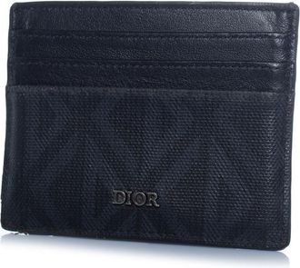 Dior Pre-owned Mens monogram canvas and leather card holder - Black - One Size