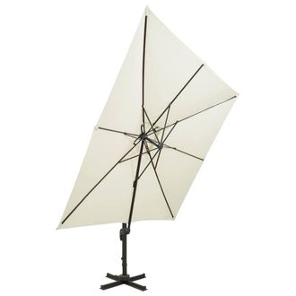Berkfield Home Cantilever Garden Parasol with Double Top 300x300 cm Sand in Off-White