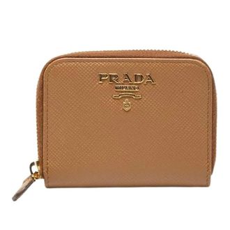Prada Pre-owned Wallets, female, Brown, Size: ONE SIZE Pre-owned Saffiano Leather Coin Case