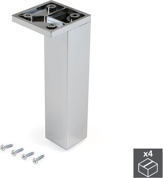 Emuca Emuca Lote De 4 Pies Regulables Para Muebles Smartfeet, Esquina, Regulable 140-150mm, Pl&aacute;stico, Cromado