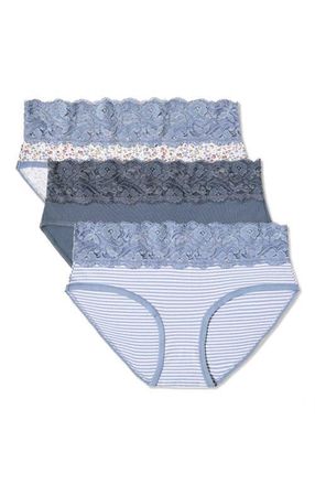 Pact Lace Waist Brief 3-Pack Made With Organic Cotton in Lace Wildflowers at Nordstrom, Size Xx-Large