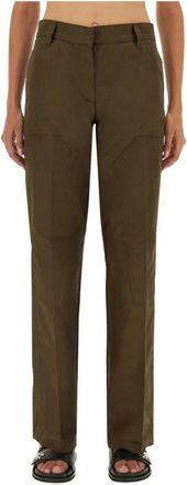 Tory Burch Cotton Cargo Pant - Dames - Straight fit broeken - Groen - S - Katoen - Broeken