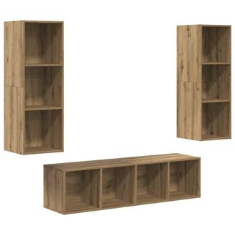 Berkfield Home TV Cabinet Set with Shelf 3 pcs Artisan oak 37 x 37 x 142.5 cm in Brown